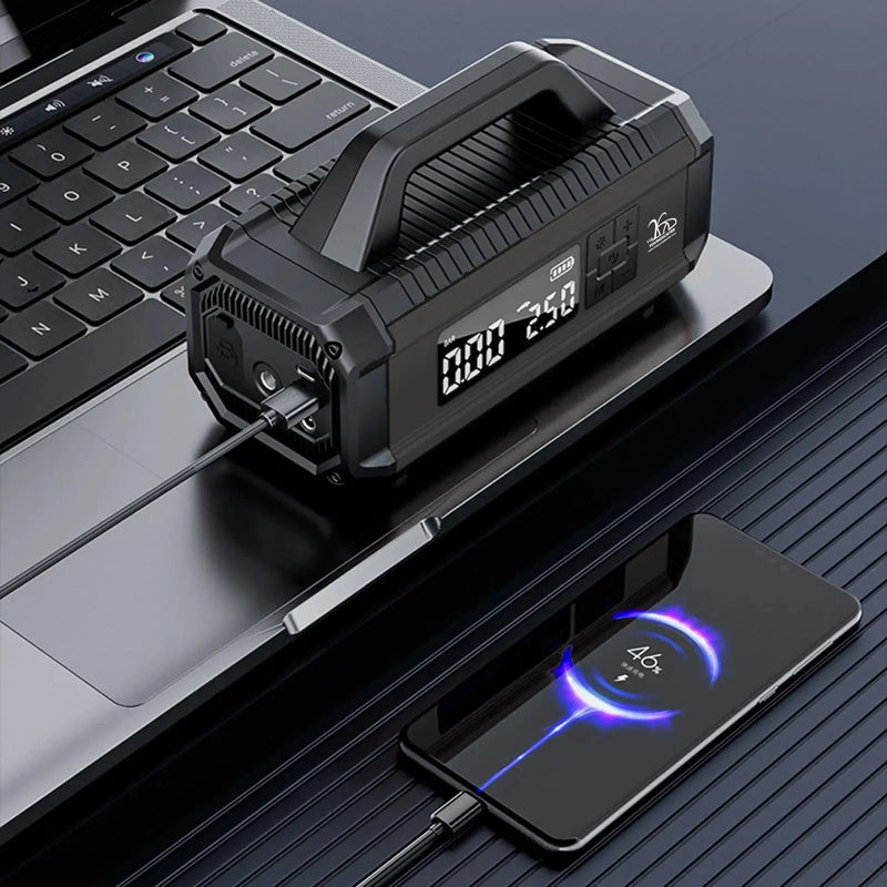 Cargue la imagen en el visor de la galería, An image of a   10 in 1 Multi Function Digital Car Emergency Battery Jump Starter With 10000 mAh Electric Tyre Air Inflator Pump For Cars