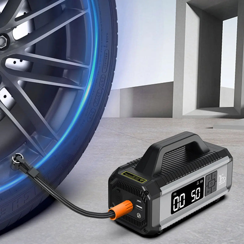 Cargue la imagen en el visor de la galería, An image of a   10 in 1 Multi Function Digital Car Emergency Battery Jump Starter With 10000 mAh Electric Tyre Air Inflator Pump For Cars