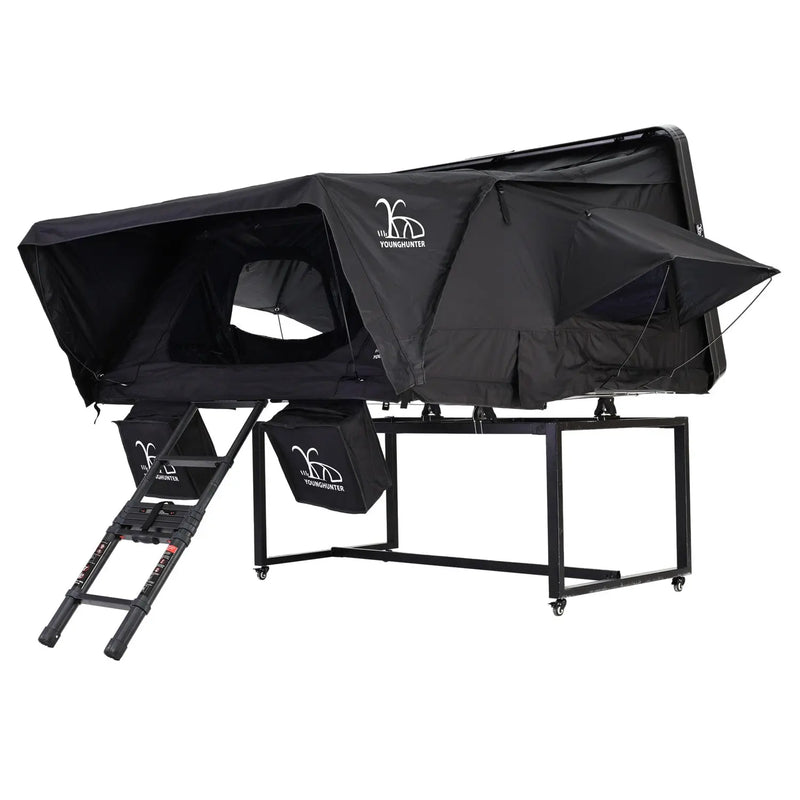 Load image into Gallery viewer, An image of a Black-160-205-120CM-1-2-persons  2-4 persons camping 4x4 overland SUV truck vehicle rollover ABS hard shell rooftop tent
