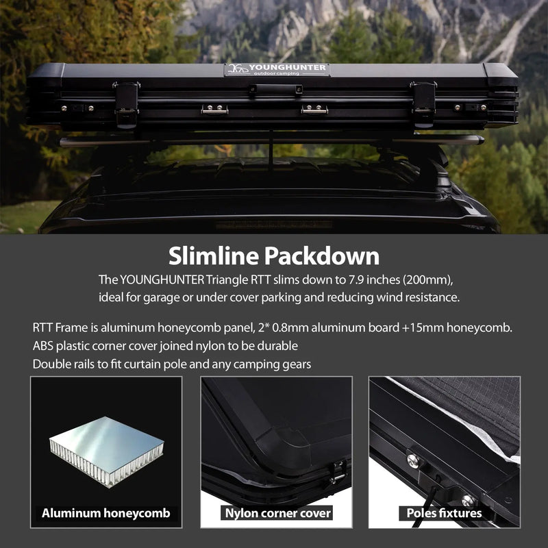 تحميل الصورة إلى عارض المعرض، An image of a   4x4 Camping car truck pop up triangle hardshell rooftop tent