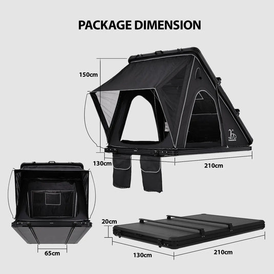 An image of a   4x4 Camping car truck pop up triangle hardshell rooftop tent