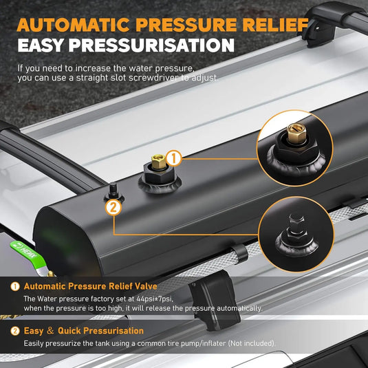 An image of a   8 Gallon Overlanding Vehicle Water Storage Pressurized Water Tank for Camping Shower
