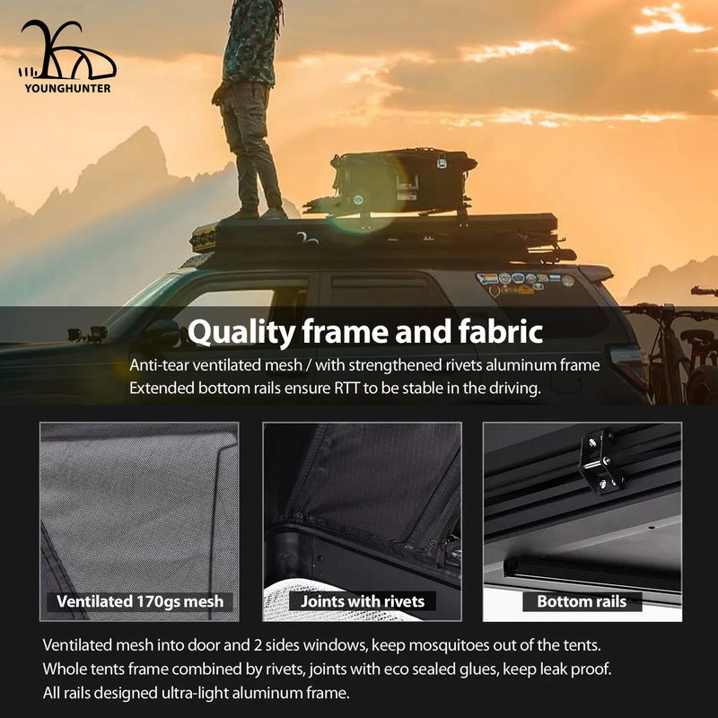 Load image into Gallery viewer, An image of a   Aluminium Triangle Hard Shell Rooftop Tent with Extra Large Rainfly