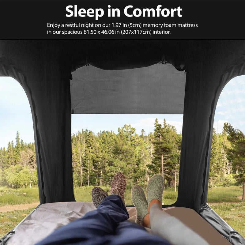 تحميل الصورة إلى عارض المعرض، An image of a   Car Rooftop Camper Overland 4WD SUV Aluminum Rollover Hard Shell Roof Top Tent