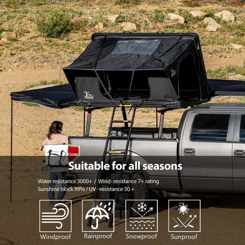 تحميل الصورة إلى عارض المعرض، An image of a   Car Rooftop Camper Overland 4WD SUV Aluminum Rollover Hard Shell Roof Top Tent