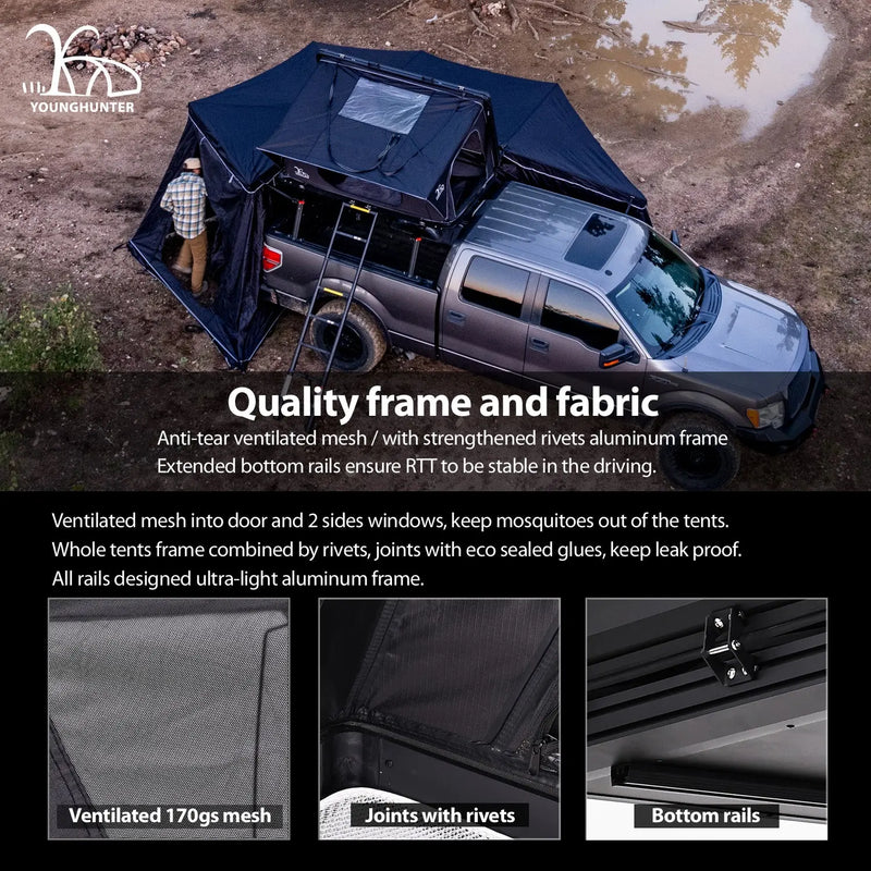 تحميل الصورة إلى عارض المعرض، An image of a   Car Rooftop Camper Overland 4WD SUV Aluminum Rollover Hard Shell Roof Top Tent