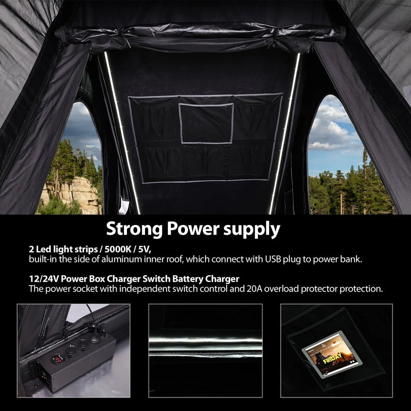 تحميل الصورة إلى عارض المعرض، An image of a   Car Rooftop Camper Overland 4WD SUV Aluminum Rollover Hard Shell Roof Top Tent