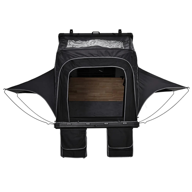 Load image into Gallery viewer, An image of a   Upgraded Camping SUV Triangle Aluminum Hard Shell Roof Top Tent with rainfly