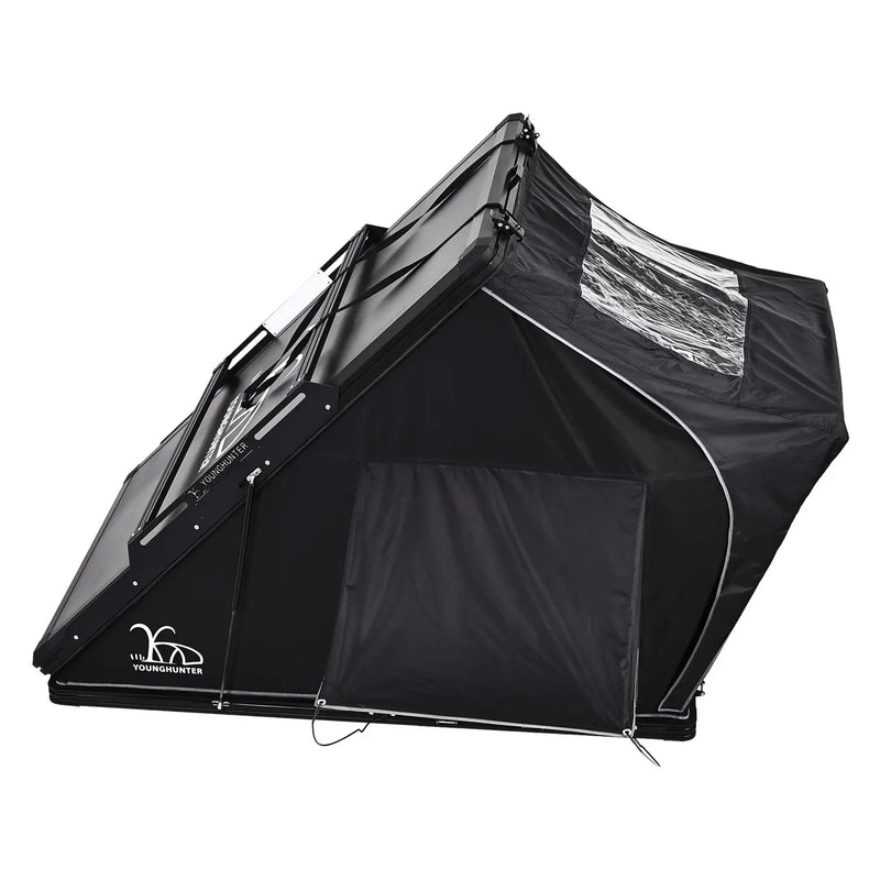 Load image into Gallery viewer, An image of a   Upgraded Camping SUV Triangle Aluminum Hard Shell Roof Top Tent with rainfly