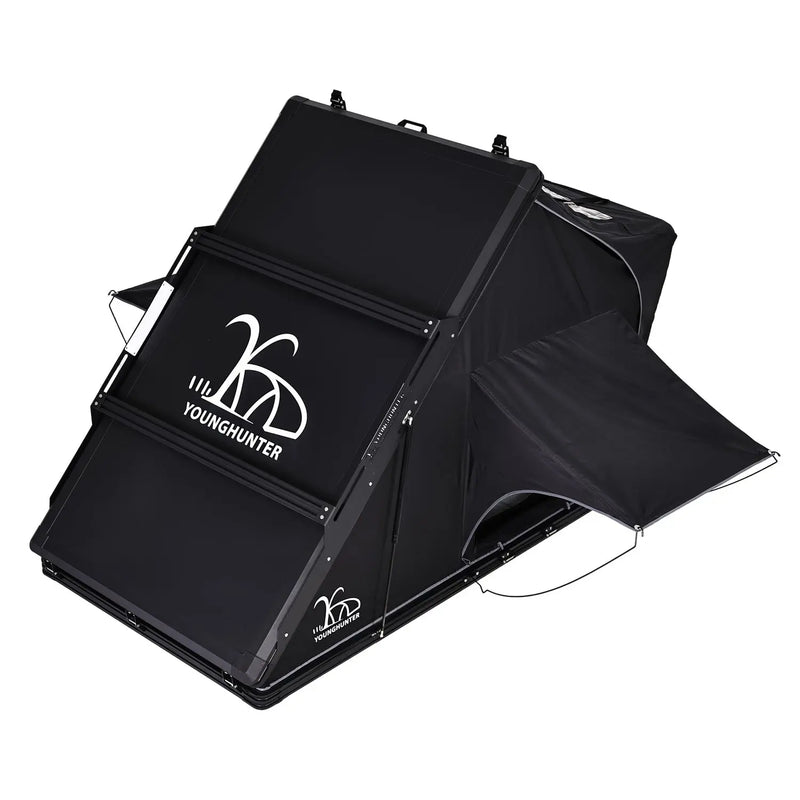 Load image into Gallery viewer, An image of a   Upgraded Camping SUV Triangle Aluminum Hard Shell Roof Top Tent with rainfly