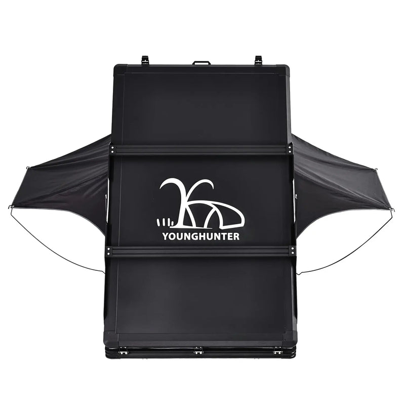 Load image into Gallery viewer, An image of a   Upgraded Camping SUV Triangle Aluminum Hard Shell Roof Top Tent with rainfly