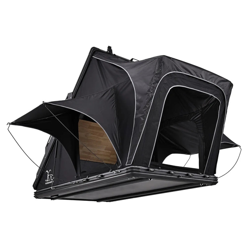 Load image into Gallery viewer, An image of a   Upgraded Camping SUV Triangle Aluminum Hard Shell Roof Top Tent with rainfly