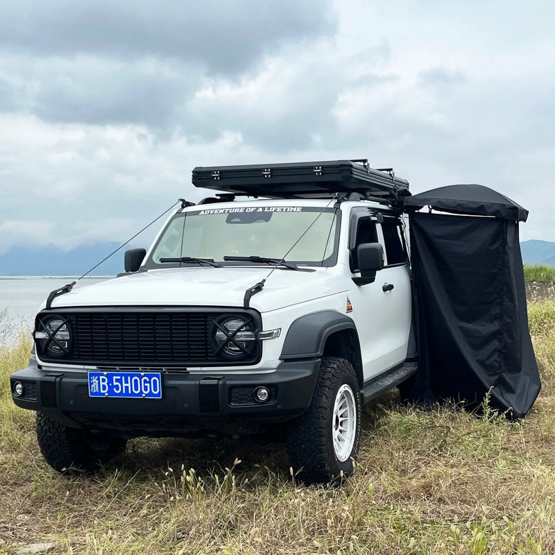 تحميل الصورة إلى عارض المعرض، An image of a   YOUNGHUNTER Camping Toilet Bath Changing Room Privacy 4x4 Shower Awning Side Mounted Car Shower Tent