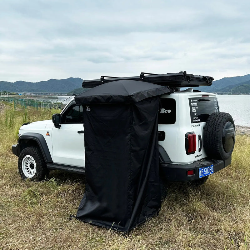تحميل الصورة إلى عارض المعرض، An image of a   YOUNGHUNTER Camping Toilet Bath Changing Room Privacy 4x4 Shower Awning Side Mounted Car Shower Tent