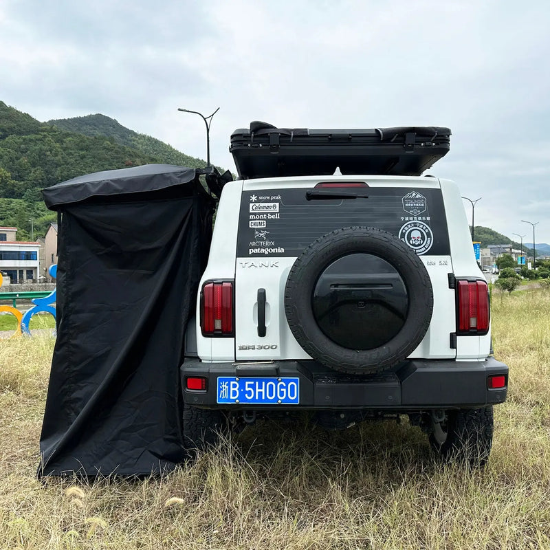 تحميل الصورة إلى عارض المعرض، An image of a   YOUNGHUNTER Camping Toilet Bath Changing Room Privacy 4x4 Shower Awning Side Mounted Car Shower Tent