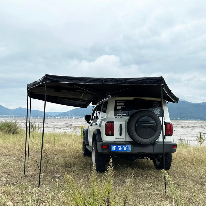 Chargez l'image dans la visionneuse de la galerie, An image of a   Younghunter Glamping Free Standing 360 Degree Large Foxwing SUV Roof Tent Car Side Awning With Light