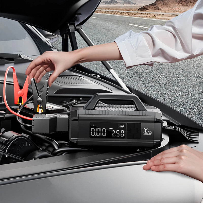 Load image into Gallery viewer, 10 in 1 Multi Function Digital Car Emergency Battery Jump Starter With 10000 mAh Electric Tyre Air Inflator Pump For Cars
