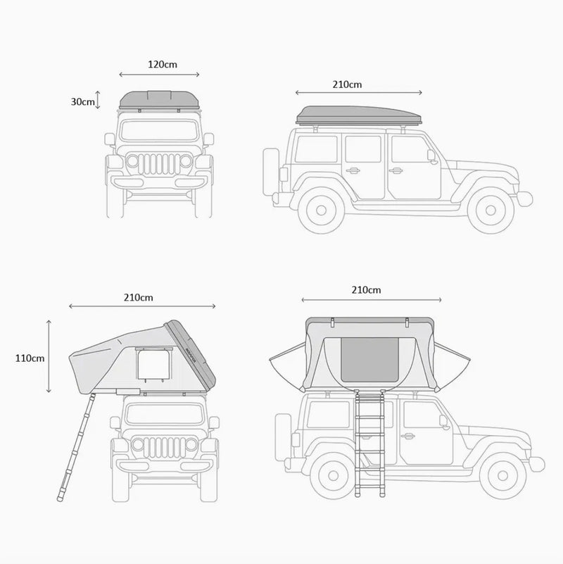 Laden Sie das Bild in Galerie -Viewer, 2-4 persons camping 4x4 overland SUV truck vehicle rollover ABS hard shell rooftop tent
