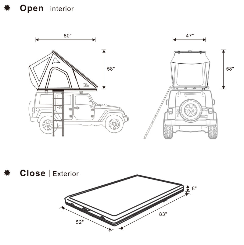 Cargue la imagen en el visor de la galería, Carpa de techo rígida tipo pop-up triangular para camiones de camping 4x4
