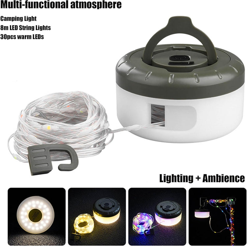 تحميل الصورة إلى عارض المعرض، 5 Lighting Modes Durable Portable Outdoor Hiking String Lights Waterproof Camping Lantern Lights
