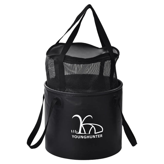 An image of a   2 in 1 Folding Camping Washing Fishing Storage Basket Picnic Tote Water Bucket