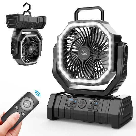 An image of a   20000mAh LED Lantern Rechargeable Camping Fan with Remote control