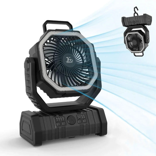 An image of a   20000mAh LED Lantern Rechargeable Camping Fan with Remote control