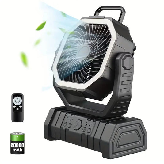 An image of a   20000mAh LED Lantern Rechargeable Camping Fan with Remote control