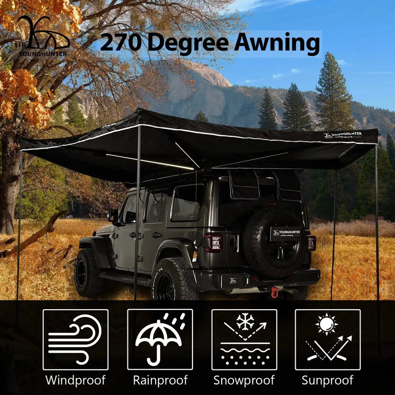 270 Degree Free Standing Fox Wing Fan Awning Tent With Led light