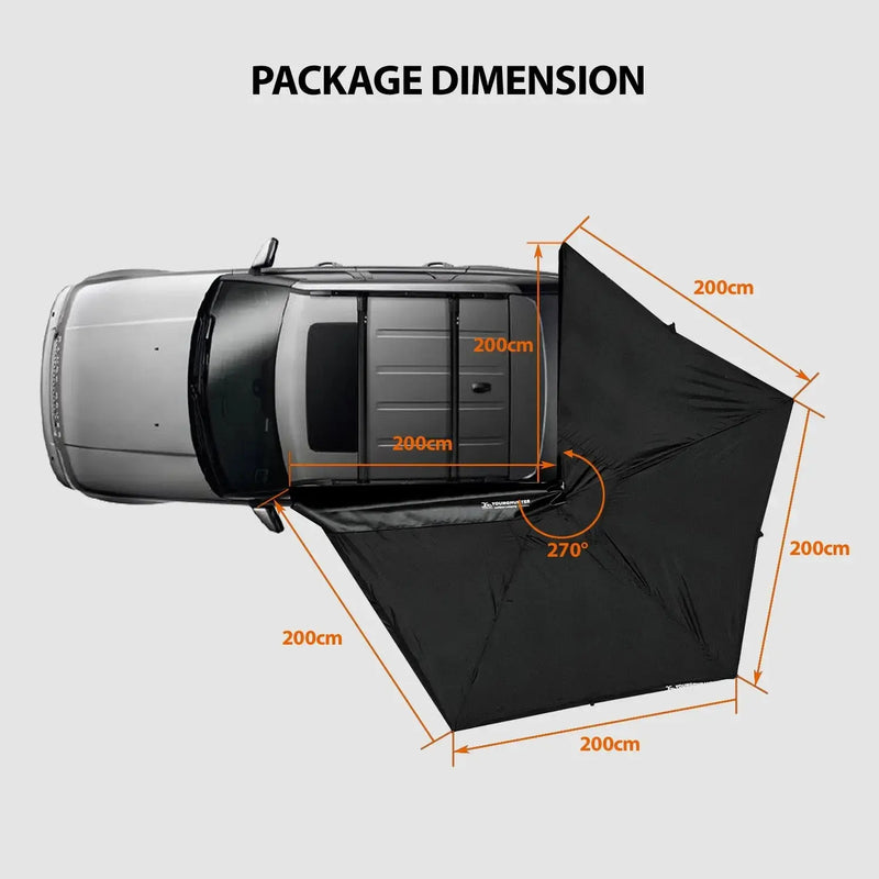 Load image into Gallery viewer, An image of a   270 Degree Free Standing Fox Wing Fan Awning Tent With Led light
