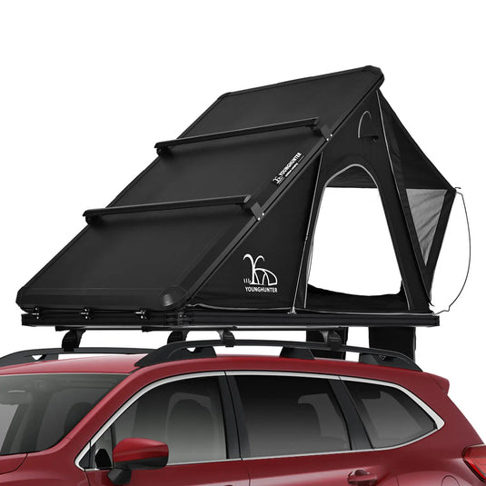 An image of a   4x4 Camping car truck pop up triangle hardshell rooftop tent