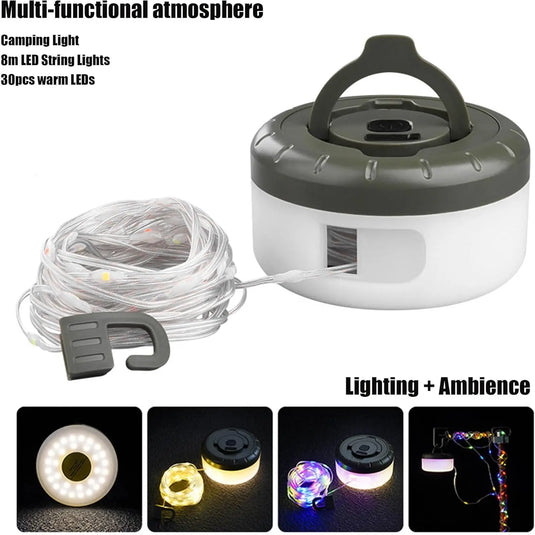 An image of a   5 Lighting Modes Durable Portable Outdoor Hiking String Lights Waterproof Camping Lantern Lights