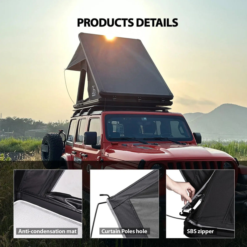 Load image into Gallery viewer, An image of a   Aluminium Triangle Hard Shell Rooftop Tent with Extra Large Rainfly
