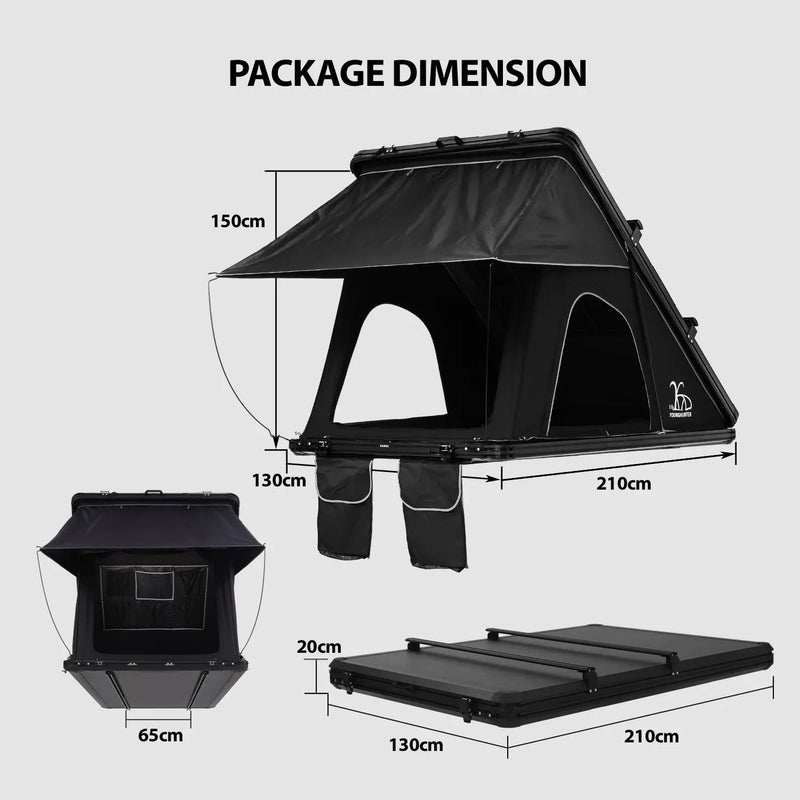 Load image into Gallery viewer, An image of a   Aluminium Triangle Hard Shell Rooftop Tent with Extra Large Rainfly
