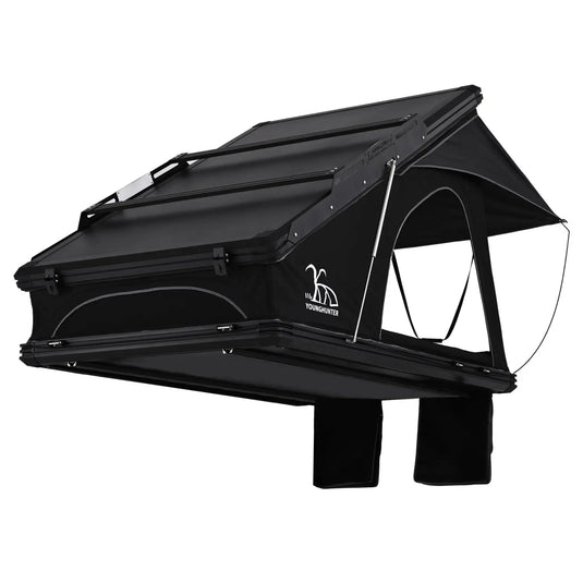 An image of a   Camping 4x4 Aluminum X shaped frame Max high ridge Triangle Roof Top Tent