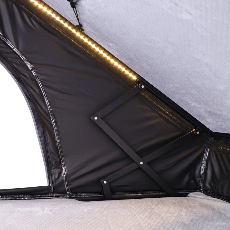 Load image into Gallery viewer, An image of a   Camping 4x4 Aluminum X shaped frame Max high ridge Triangle Roof Top Tent
