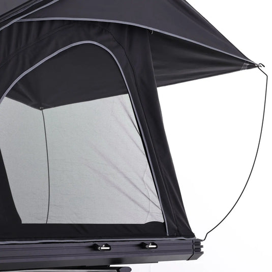 An image of a   Camping 4x4 Aluminum X shaped frame Max high ridge Triangle Roof Top Tent