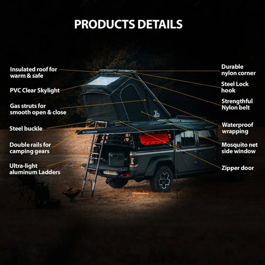 An image of a   Camping SUV Rooftop Aluminum Hard Shell Car Roof Tent