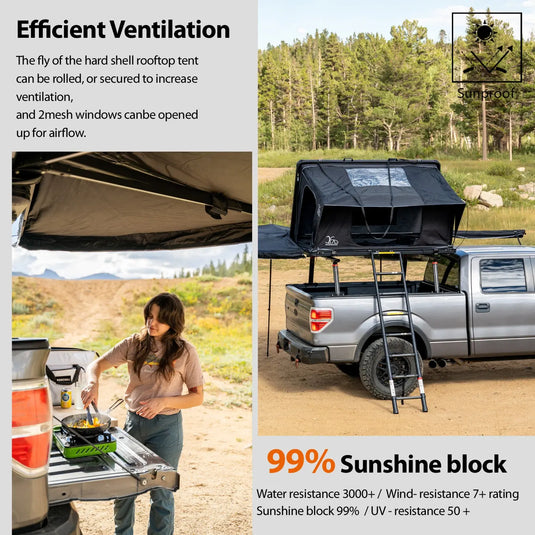 An image of a   Car Rooftop Camper Overland 4WD SUV Aluminum Rollover Hard Shell Roof Top Tent