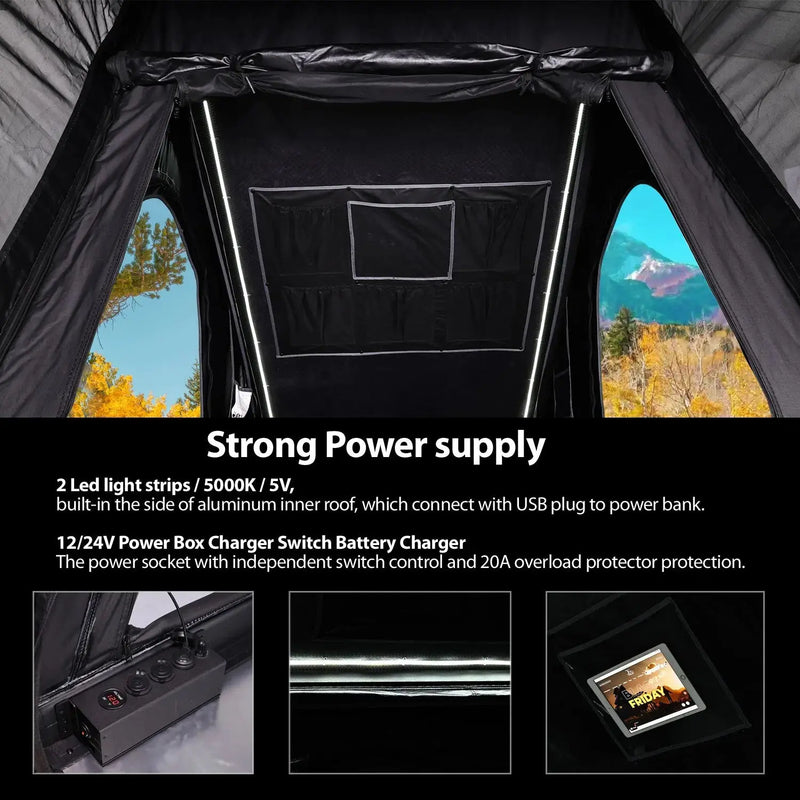 Load image into Gallery viewer, An image of a   Aluminium Triangle Hard Shell Rooftop Tent with Extra Large Rainfly
