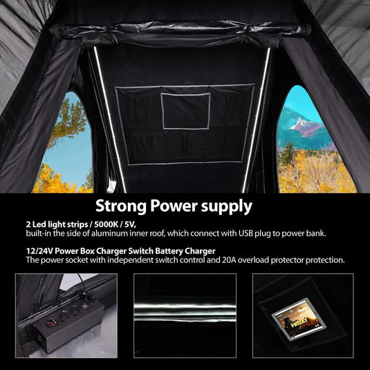 An image of a   Aluminium Triangle Hard Shell Rooftop Tent with Extra Large Rainfly