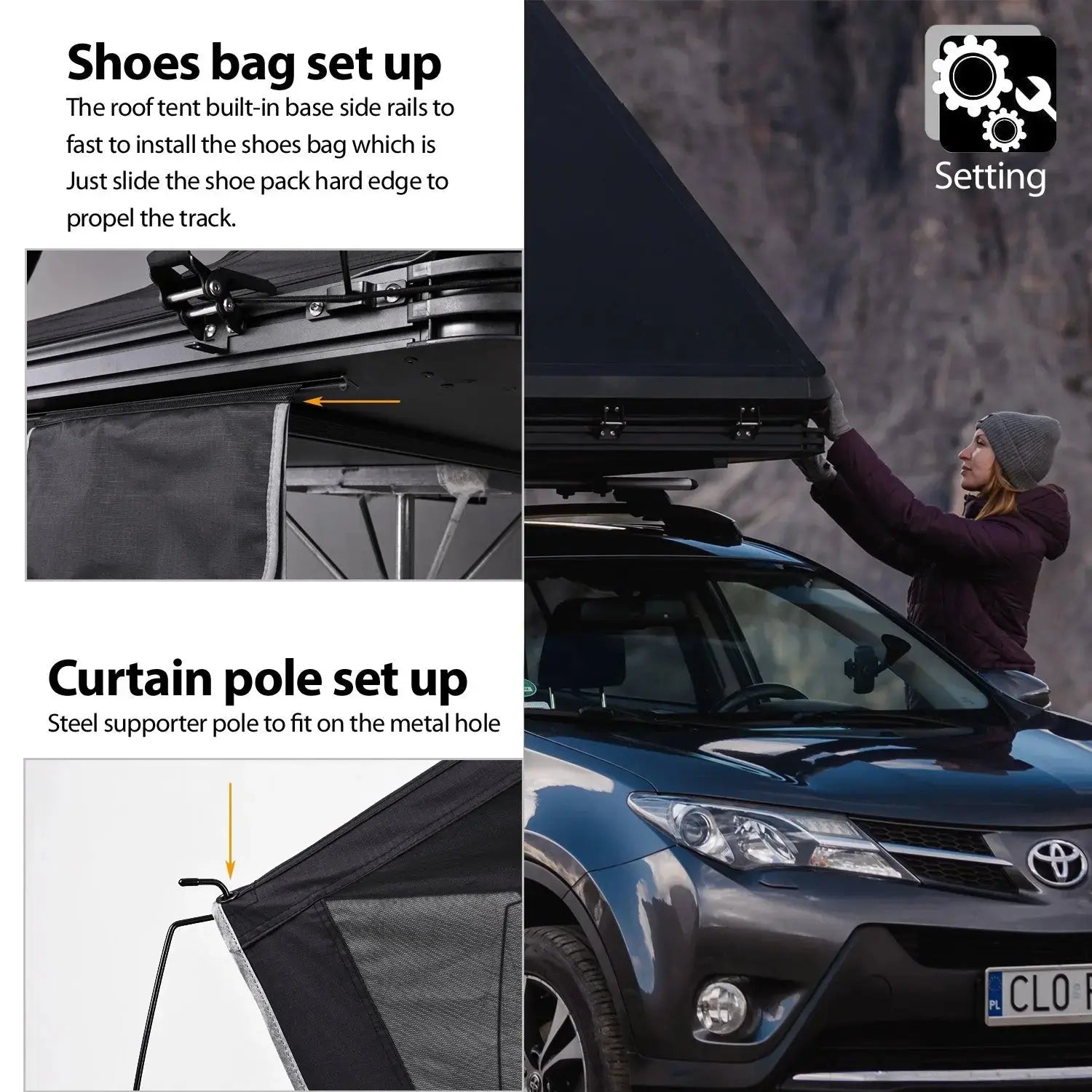 RTT Triangular Aluminum Hard Shell Car Camping SUV Rooftop Tent ...