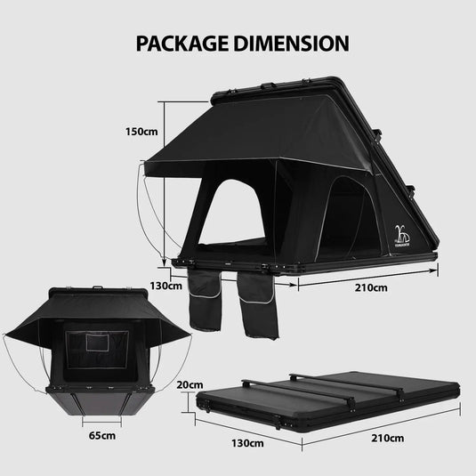 An image of a   RTT Triangular Aluminum Hard Shell Car Camping SUV Rooftop Tent