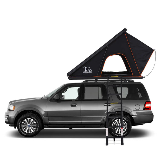 An image of a 210-132-150CM-Black  Triangle Rtt Aluminum Hard Shell Car Fj Cruiser Roof Top Tent