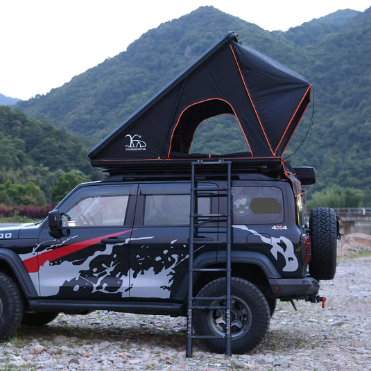 An image of a   Triangle Rtt Aluminum Hard Shell Car Fj Cruiser Roof Top Tent