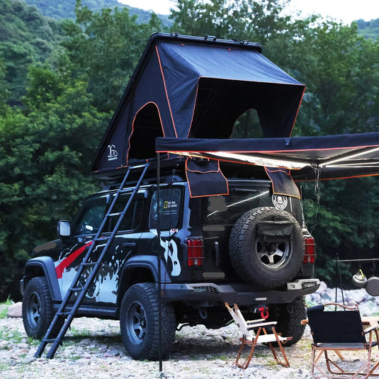 An image of a   Triangle Rtt Aluminum Hard Shell Car Fj Cruiser Roof Top Tent