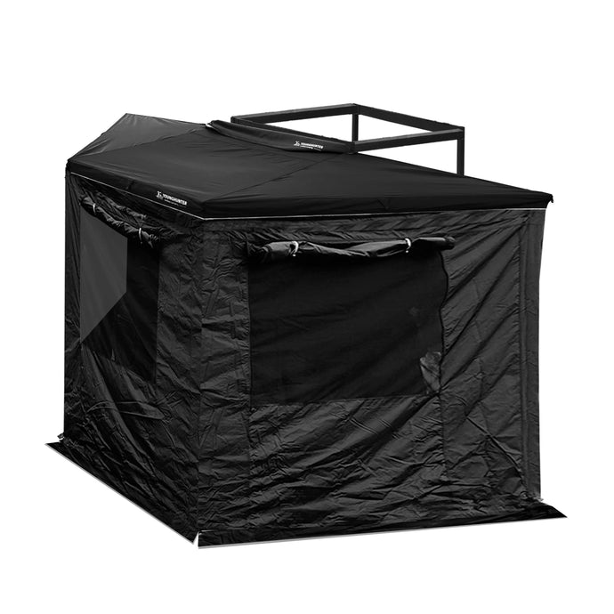 An image of a 200x200cm-Black  Younghunter 180 Degree Overland SUV Tent Canopy Sunshade Car Side Awning Annex Room