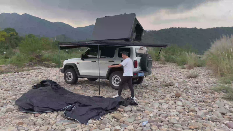 Load and play video in Gallery viewer, Younghunter 180 Degree Overland SUV Tent Canopy Sunshade Car Side Awning Annex Room
