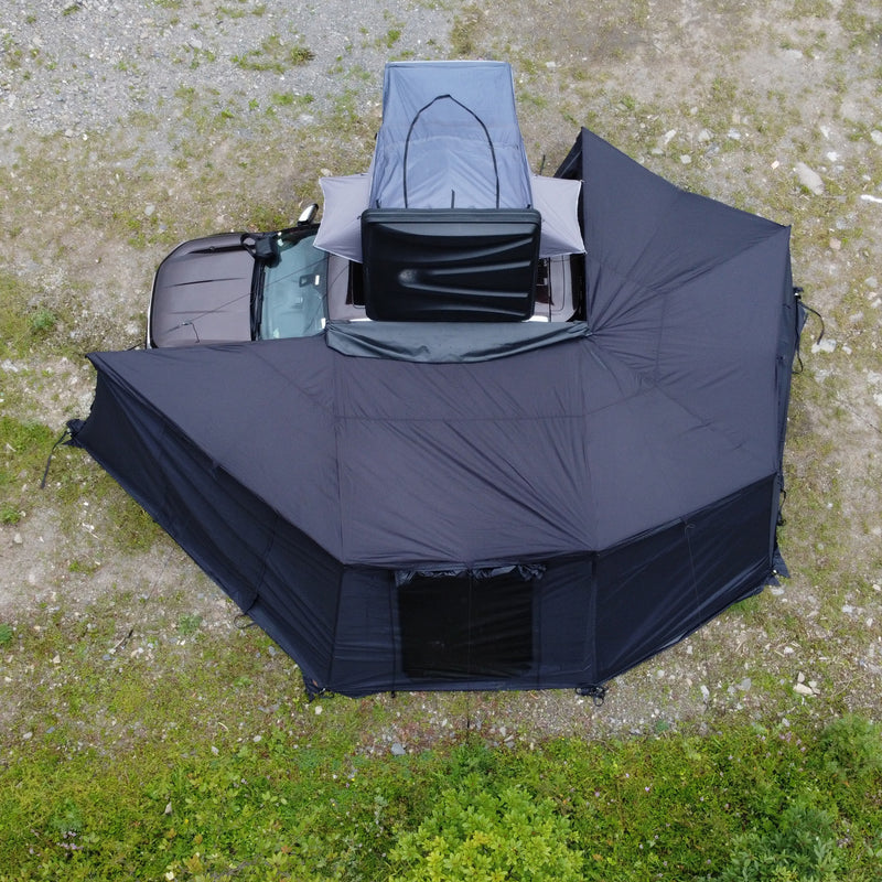 Chargez l&#39;image dans la visionneuse de la galerie, Camping Car SUV Roof Tent Free Standing 360 Degree Foxwing Awning Annex Room With Sidewall Cover
